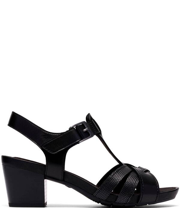 クラークス レディース シューズ サンダル レザー ヒール Clarks Artisan Kymber Glow Leather Block Heel Sandals Black ブラック