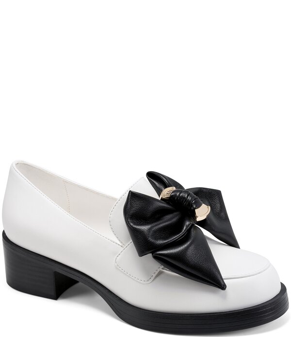 カール ラガーフェルド レディース シューズ ヒール ローファー KARLAGERFELD PARIS Camilia Bow Loafer Pumps Bright White/Black ホワイト
