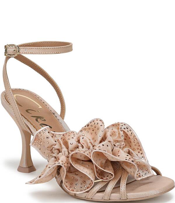 サムエデルマン レディース シューズ サンダル フラウンス 絹地 アンクル Circus NY by Sam Edelman Lucillembellished Silk Ruffle Ankle Strap Dressandals Champagne 三鞭酒 コンフォートサンダル-レディース靴