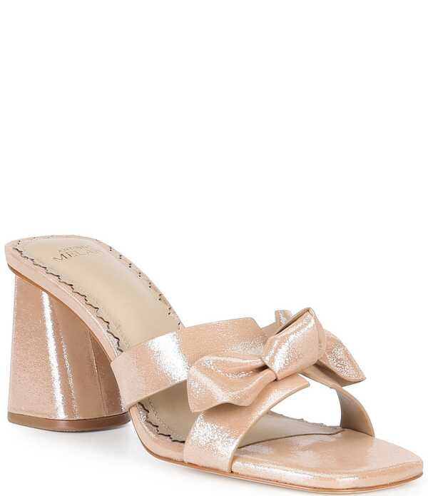 アントニオ メラーニ レディース シューズ サンダル レザー Antonio Melani Mare Shimmer Leather Knotted Bow Detail Dresslide Sandals Rose Gold ゴールド｜ReVida 店