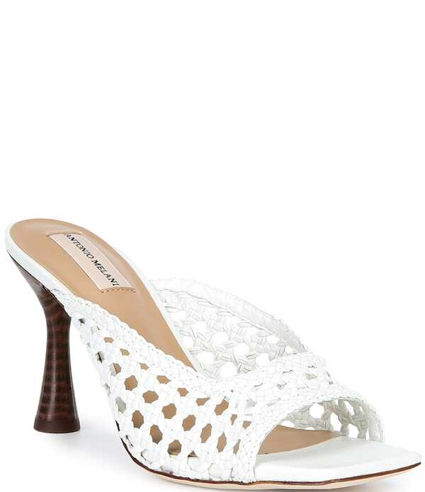 アントニオ メラーニ レディース シューズ サンダル レザー Antonio Melani Evelyne Leather Woven Dresslide Sandals White ホワイト|ReVida 店
