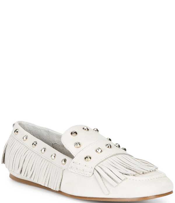 アントニオ メラーニ レディース シューズ スリッポン・ローファー なめし革 フリンジ Antonio Melani Sylvan Leather Studded Fringe Moccasin Flats Ice ローファー-靴