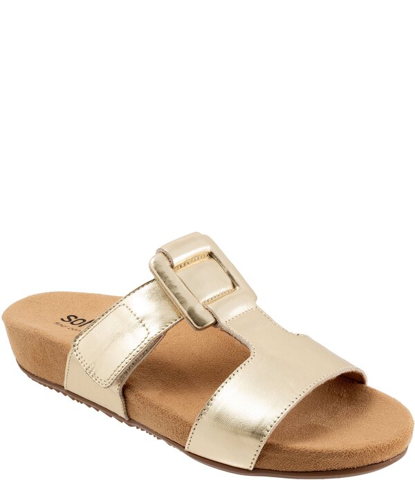 ホンブルグ帽ウォーク レディース シューズ サンダル なめし革 Softwalk Bexley Leather Slip-On Sandals Champagne 三鞭酒 コンフォートサンダル-サンダル