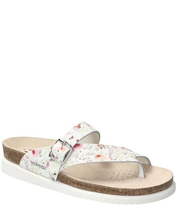 メフィスト レディース シューズ パンプス 御花柄 サンダル なめし革 御花 Mephisto Helen Floral Pebbleather Buckle Detail Sandals Floral