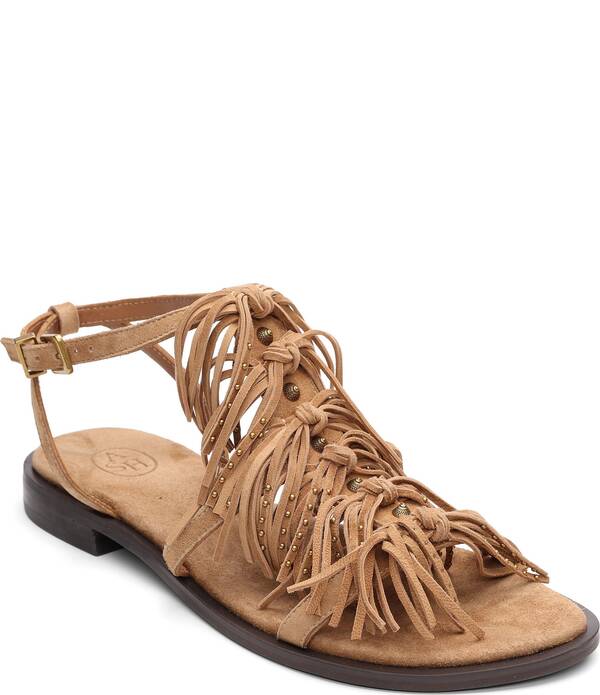 アッシュ レディース シューズ サンダル スエード アンクル ASH Panic Suede Tassel Ankle Strap Flat Sandals Moka Mou｜ReVida 店