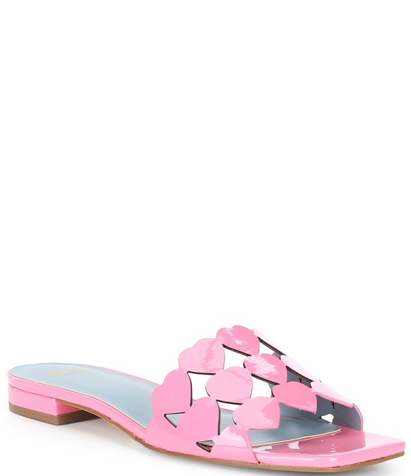 フランセスバレンタイン レディース シューズ パンプス サンダル レザー FRANCES VALENTINE Leather Heart Banded Flat Slide Sandals Pink ピンク｜ReVida 店