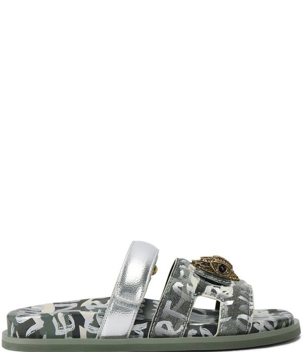 カートジェイガーロンドン レディース シューズ パンプス カットアウト サンダル Kurt Geiger London Eagle Cut Out Camo Slide Sandals Green Combo 緑であること