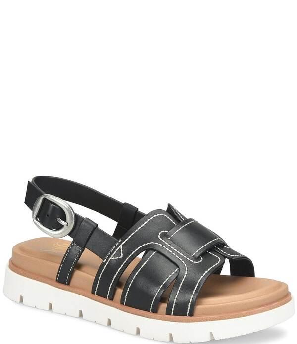 ソフト レディース シューズ パンプス プラットフォーム サンダル レザー Sofft Goldie Leather Woven Straplatform Sandals Black ブラック