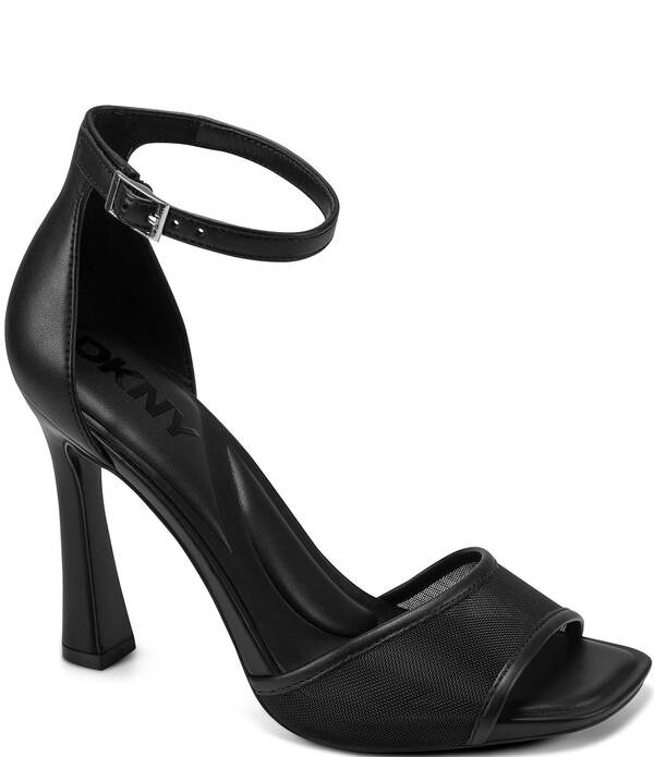 ダナキャラン レディース シューズ ヒール ラップワンピース サンダル メッシュ アンクル DKNY by Donna Karan Cirelle Mesh Ankle Wrap Dressandals Black ブラック