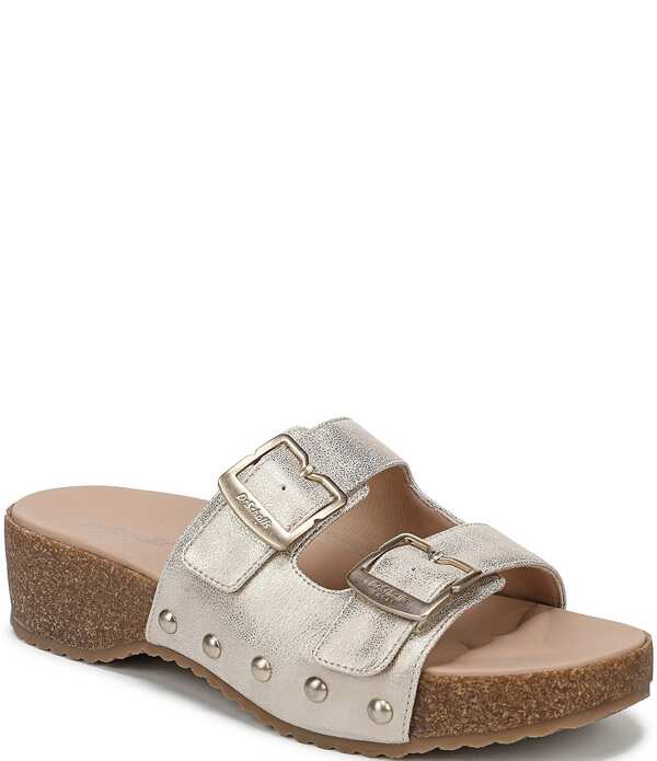 御医者さん・膝掛け レディース シューズ サンダル なめし革 Dr. Scholl\u0027s Original Win Flex Leather Buckle Hardware Slide Sandals Light Gold ゴールド コンフォートサンダル-レディース靴