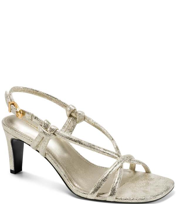 ダナキャラン レディース シューズ サンダル トール Donna Karan Basil Crackled Metallic Dressandals White Gold ホワイト|ReVida 店