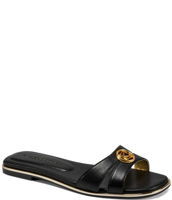 ダナキャラン レディース シューズ パンプス Donna Karan Halo Medallion Ornamented Flat Slides Black 黒いこと