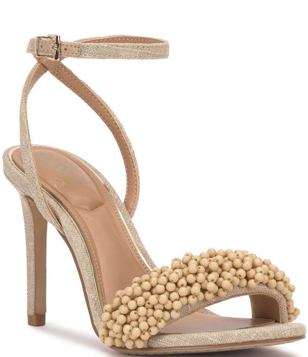 ヴィンスカムート レディース シューズ ヒール サンダル アンクル Vince Camuto Arleem Beaded Band Ankle Higheel Sandals Natural