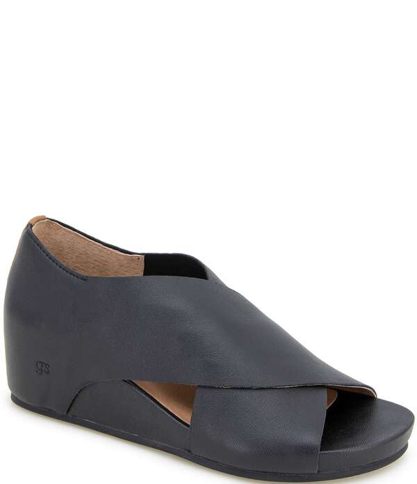 ジェントルソウルズ レディース シューズ サンダル レザー Gentle Souls Gainey Leather Wedge Shooties Black ブラック｜ReVida 店