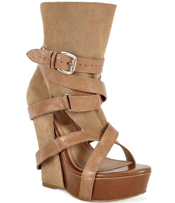 アザレア ワン レディース シューズ サンダル プリント ブーツ Azalea Wang Rothko Snake Print Strapsandal Booties Camel キャメル｜ReVida 店