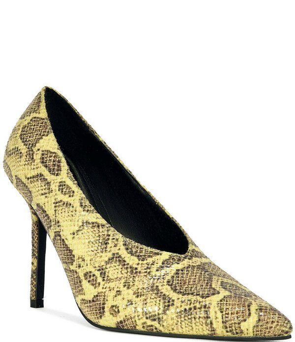 アザレア ワン レディース シューズ ヒール プリント Azalea Wang Patricc Snake Print Pointed Toe Pumps Yellow イエロー|ReVida 店