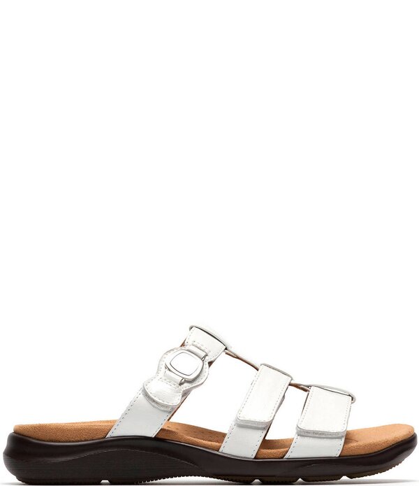クラークス レディース シューズ パンプス サンダル レザー Clarks Artisan Kitly Patent Leather Slide Sandals White ホワイト