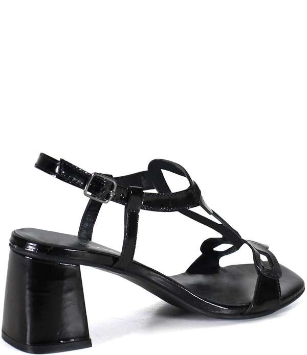 ディバトゥルー レディース シューズ ヒール サンダル レザー Diba True Begonia Patent Leather Geometric Dressandals Black ブラック