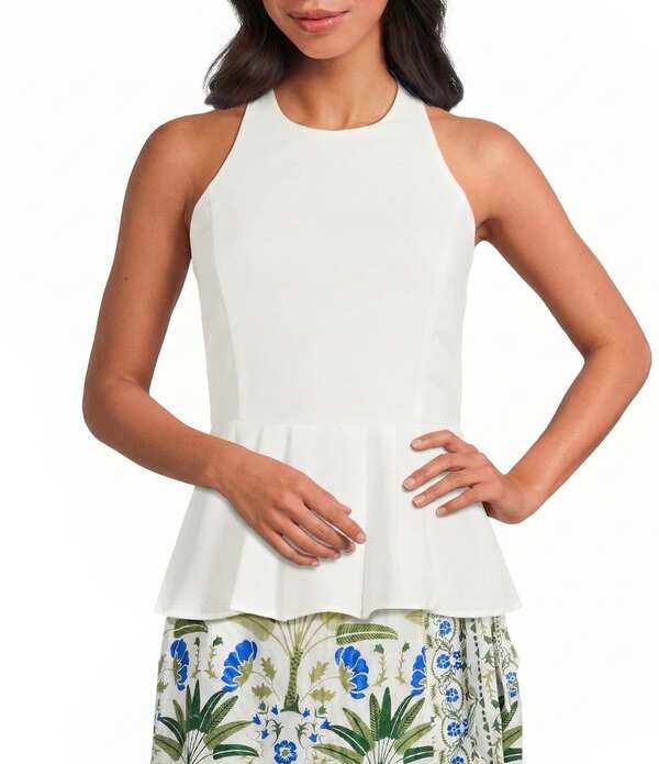 シュガーリップス レディース トップス シャツ ノースリーブ ホルター Sugarlips Tina Peplum Halter Neck Sleeveless Top Off-White オフホワイト