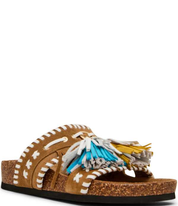 スティーブ マデン レディース シューズ サンダル スエード Steve Madden Lester Suede Tassel Slide Sandals Taupe/Multi トープ｜ReVida 店 18,480円