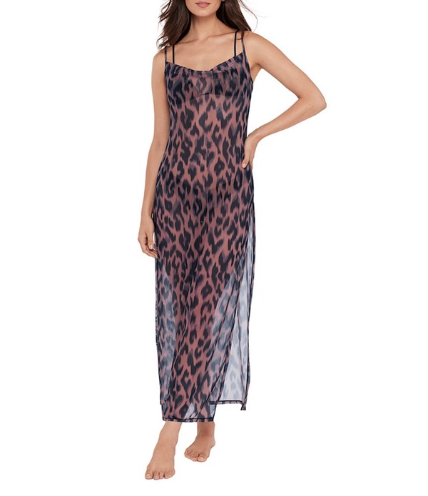 スティーブ マデン レディース トップス ワンピース メッシュ マキシ Steve Madden Static Leopard Mesh Cowl Neck Maxi Dresswim Cover-Up Natural アニマル|ReVida 店