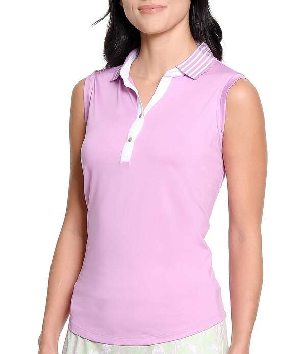 スポットハーレー レディース トップス シャツ Vネック ノースリーブ Sport Haley Anya Collared V-Neck Sleeveless Polo Top Violet バイオレット