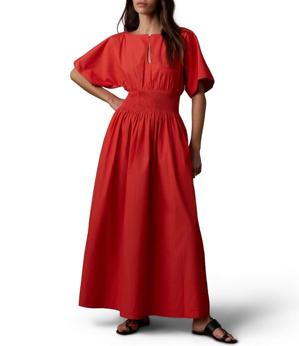 ファレティ レディース トップス ワンピース シャーリング Faherty Coastal Elia Woven Short Sleeve Smockedress Poppy Red レッド 37,570円