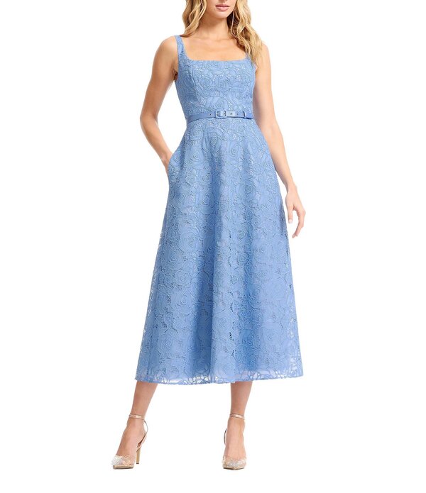 ドレスザポプレーション レディース トップス ワンピース A ライン レース Dress the Population Shelby Square Neck Lace A Line Tea Length Dressky