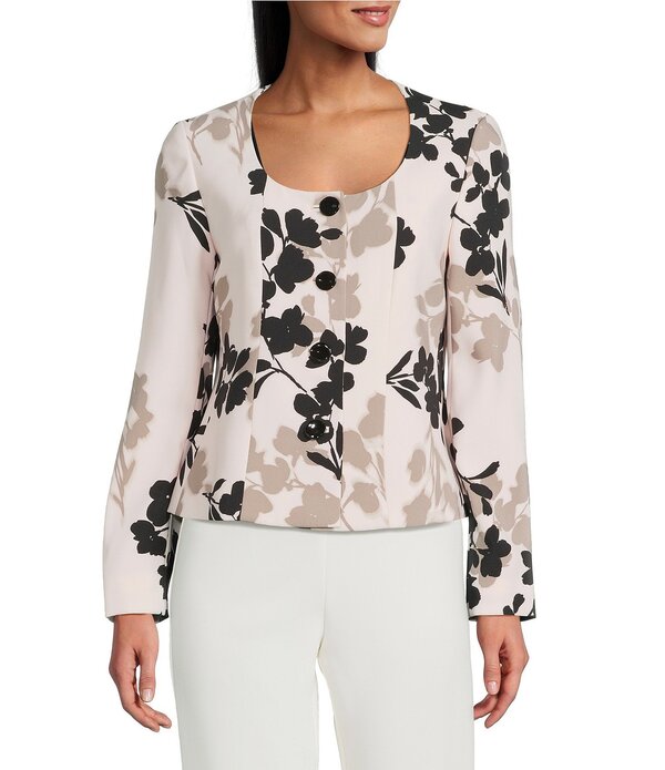 アンクライン レディース アウター コート フラワー柄 プリント フラワー ジャケット Anne Klein Floral Printwill Scoop Neck Jacket Soft Blossomulti マルチカラー