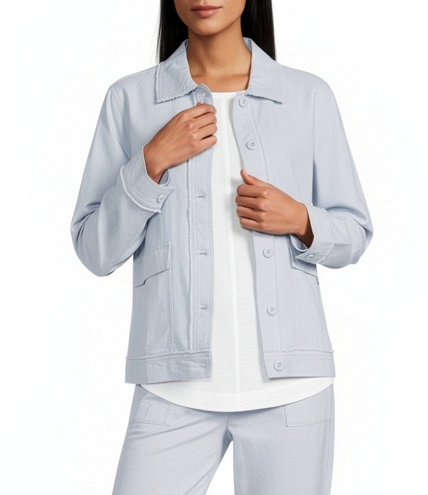 ウエストバウンド レディース アウター コート リネン ジャケット Westbound Linen-Blend Long Sleeve Button Front Jacket Plein Air