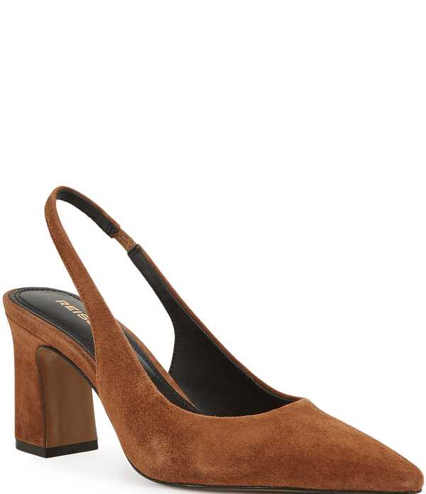 レイス レディース シューズ 踵 なめし革 Reiss Lorena Leather Block Heel Slingback Dress Pumps Tan タン