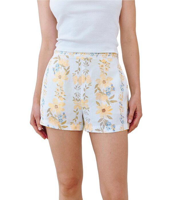 ベラダール レディース ボトムス ハーフパンツ・ショーツ フラワー柄 プリント ショートパンツ リネン フラワー Bella Dahl Catalina Linen Blend Floral Print Coordinating Shorts Wildflower Stripes ストライプ｜ReVida 店 22,260円
