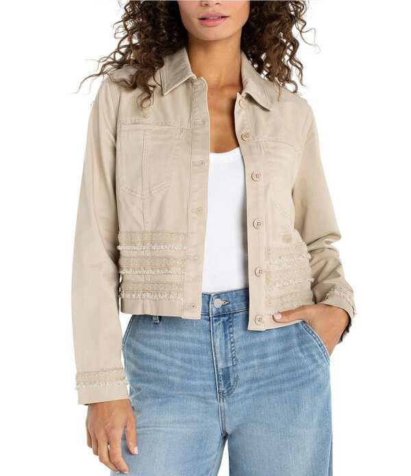 リヴァプール ロサンゼルス レディース アウター コート ジャケット Liverpoolos Angeles Twill Point Collar Long Sleeve Trucker Jacket Safari Sand サンド｜ReVida 店
