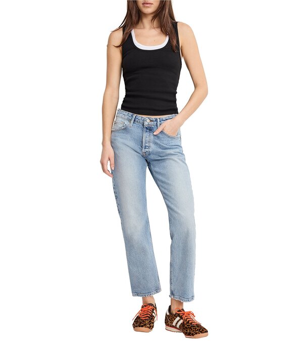 思わしいアメリカン レディース ボトムス ジーンズズボン下 ヴィンテージ アンクル デニム Good American Vintage Straight Ankle Mid-Rise Denim Jeans Indigo1220 ジーンズ パンツ-ボトムス-レディースファッション