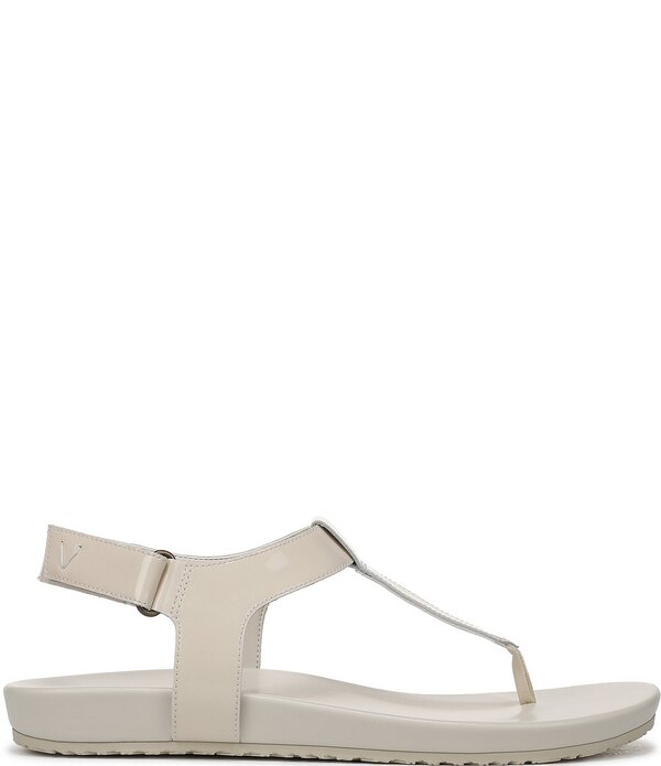 バイオニック レディース シューズ サンダル なめし革 Vionic Palisades Patent Leather T-strap Sandals Cream 皮膚軟化剤 レディース靴-コンフォートサンダル-靴