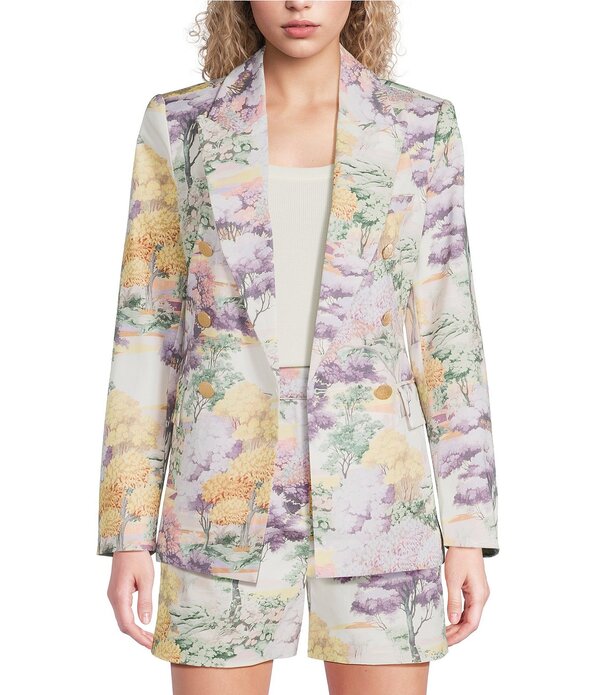 エーラブズエー レディース アウター コート フラワー柄 ブレザー キャップ ケープ フラワー A Loves A Floralandscape Double Breasted Coordinating Tapestry Blazer Lilac/Multi ライラック