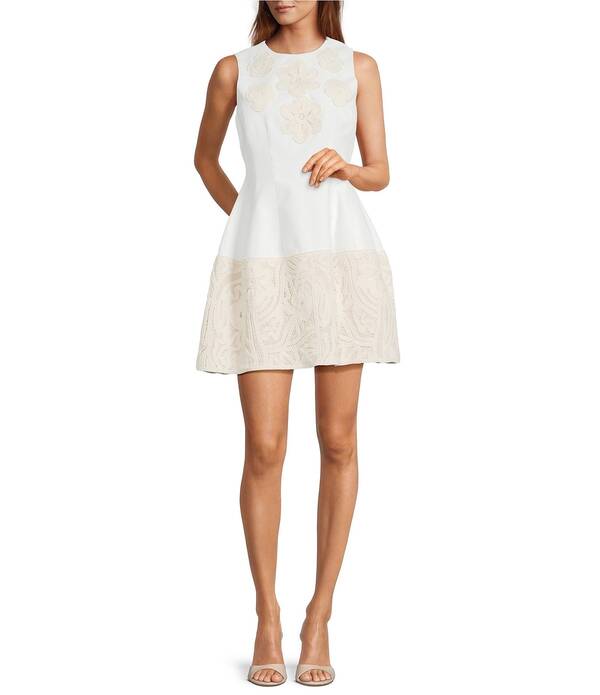 エーラブズエー レディース トップス ワンピース A ライン フラワー柄 ミニ ノースリーブ フラワー A Loves A Floral Embroidery High Round Neck Sleeveless A-Line Mini Dress Cream クリーム 33,020円