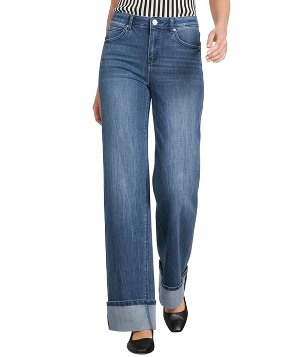 ギブソンアンドラティマー レディース ボトムス デニムパンツ ワイドレッグ ジーンズ Gibson & Latimer Perfect Fit Denimid Rise Cuffed Wide Leg Jeans Medium Wash デニム