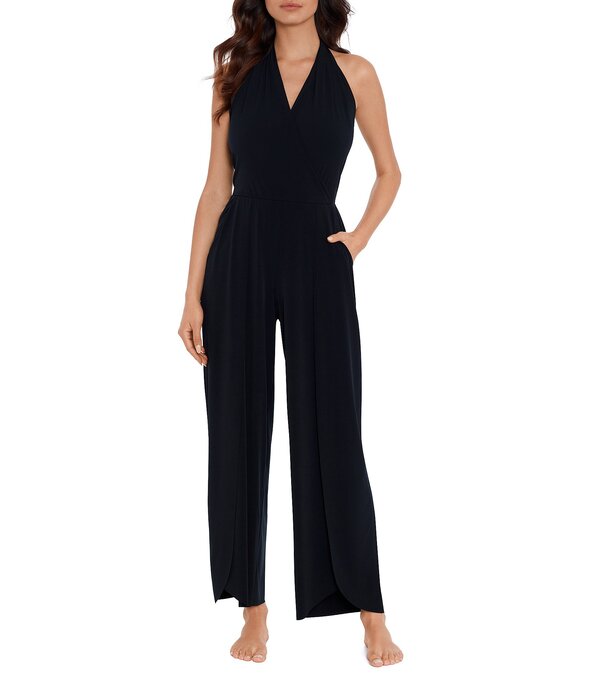 マジックスーツ レディース ボトムス カジュアルパンツ ジャージー ジャンプスーツ ホルター Magicsuit Solid Matte Jersey Halter Tie Wide Palazzo Jumpsuit Swim Cover-Up Black ブラック