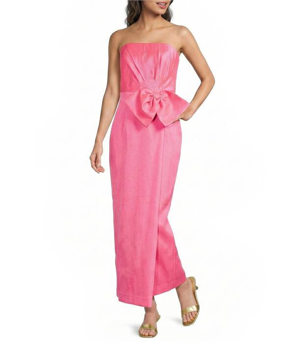 リリーピュリッツァー レディース トップス ワンピース ミディ ストラップレス ノースリーブ Lilly Pulitzer Tiernan Stretch Mikado Straplessleeveless Bow Midi Dress Cherry Blossom｜ReVida 店