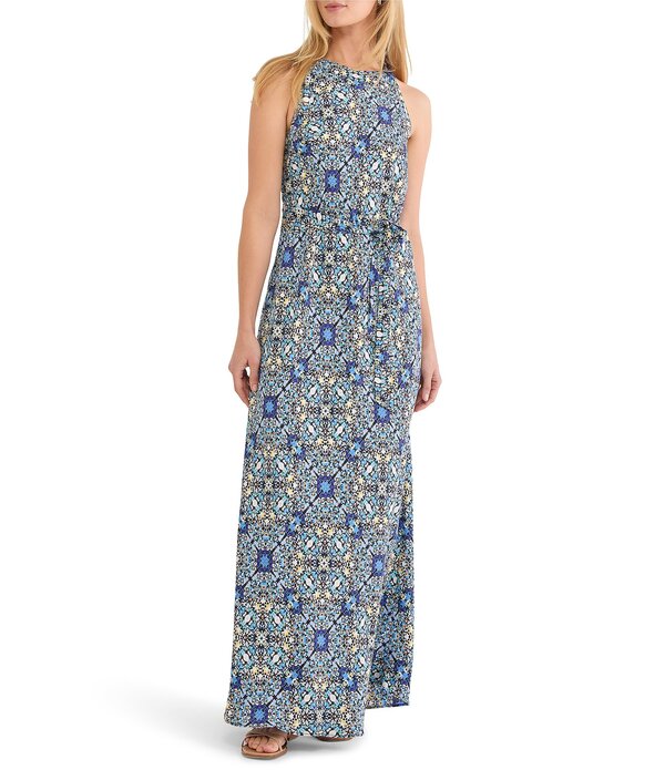 ニックアンドゾー レディース トップス ワンピース ノースリーブ マキシ NIC + ZOE Becca Filagree Tile Round Neck Sleeveless Maxi Dress Blue Multi ブルー