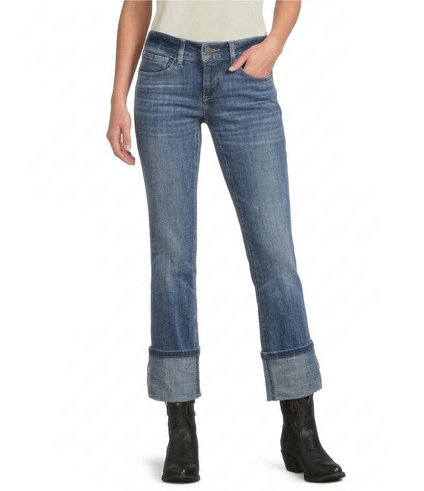 アリアト レディース ボトムス ジーンズズボン下 引っ切りない デニム Ariat Perfect Rise Silvie Straight Leg Crop Jeans Glenwood Blue 青色 ボトムス-パンツ-レディースファッション