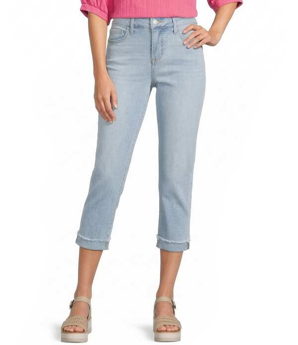 コード ブルー レディース ボトムス デニムパンツ プチ キャップ ジーンズ Code Bleu Petite Size Soho Mid-Rise Fray Cuff Hem Capri Jeans Clear Sky|ReVida 店