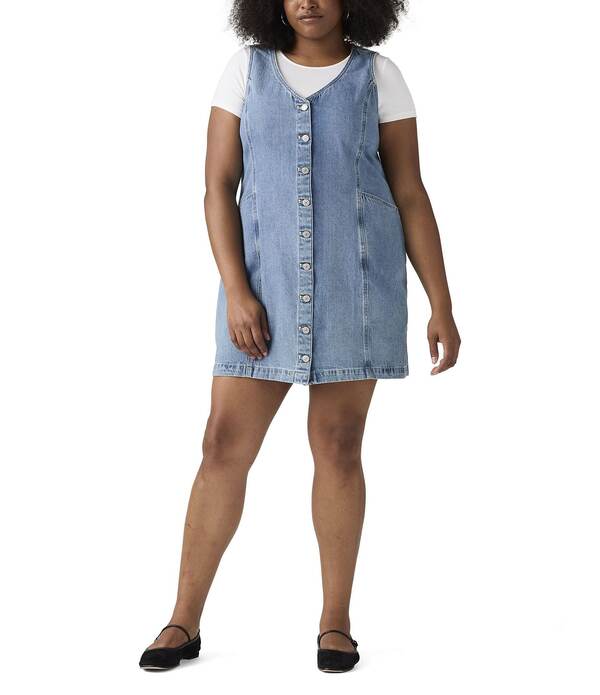 リーバイス レディース トップス ワンピース Vネック プラスサイズ ベスト ノースリーブ デニム Levi'sR Plusize Vianna V-Neck Sleeveless Vest Denim Dresspecial Showing デニム 14,336円
