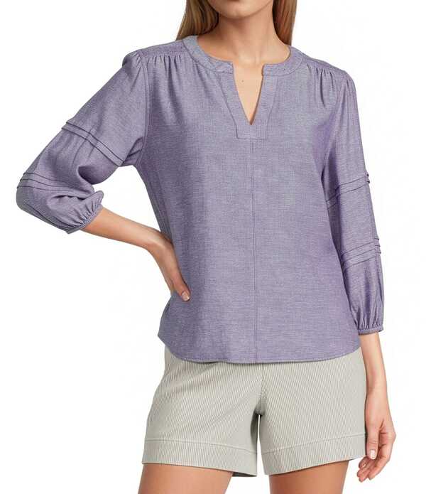 ウエストバウンド レディース トップス シャツ Vネック プチ Westbound Petite Size Solid 3/4 Sleeve V-Neck Top Mystical