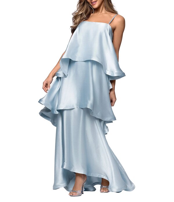 エスケープ レディース トップス ワンピース ティアード サテン Xscape Tiered Satin Gown Blue ブルー