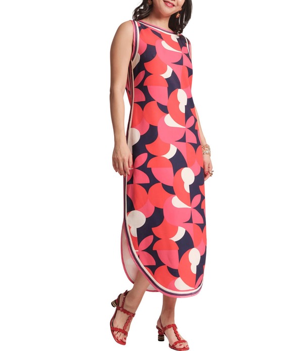 フランセスバレンタイン レディース トップス 衣装 刷り上げる MIDI ノースリーブ FRANCES VALENTINE Selena Poly Blend Kaleidoscope Print Scoop Neck Sleeveless Midi Dress Pink/Purple/Multi サクラ色