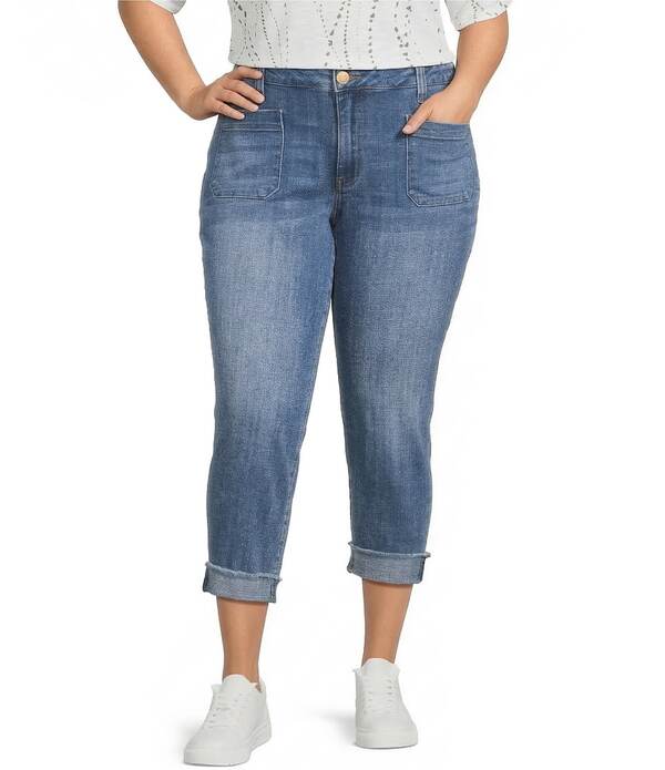 カットフロムザクロス レディース ボトムス デニムパンツ ストレート プラスサイズ ジーンズ KUT from the Kloth Plusize Amy Straight Leg Crop Jeans Attractive