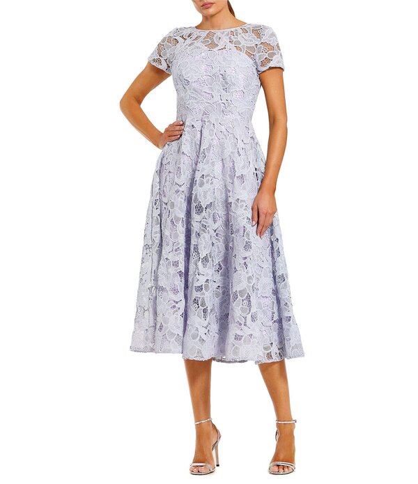 マックダガル レディース トップス ワンピース A ライン ミディ レース Mac Duggalace Short Sleeve A Line Midi Dress With Bow Lilac ライラック｜ReVida 店