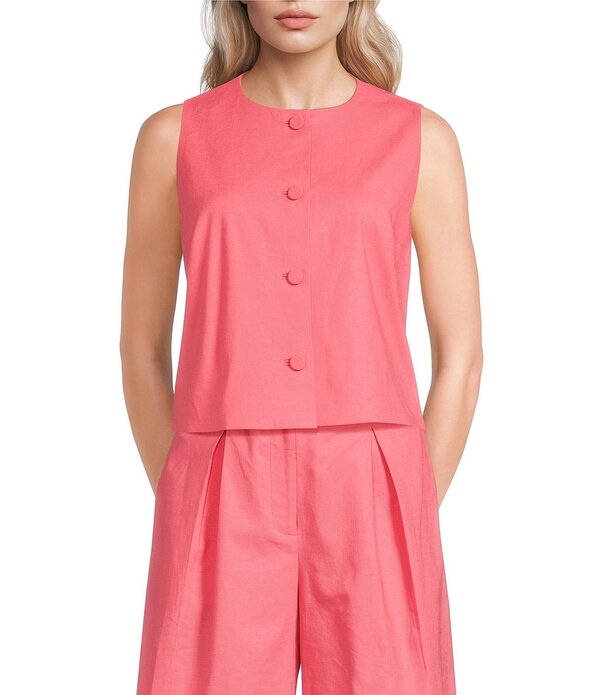 アレックスマリー レディース トップス シャツ ノースリーブラウス リネン Alex Marie Annie Jewel Neckline Sleevelesstretch Linen Coordinating Blouse Watermelon